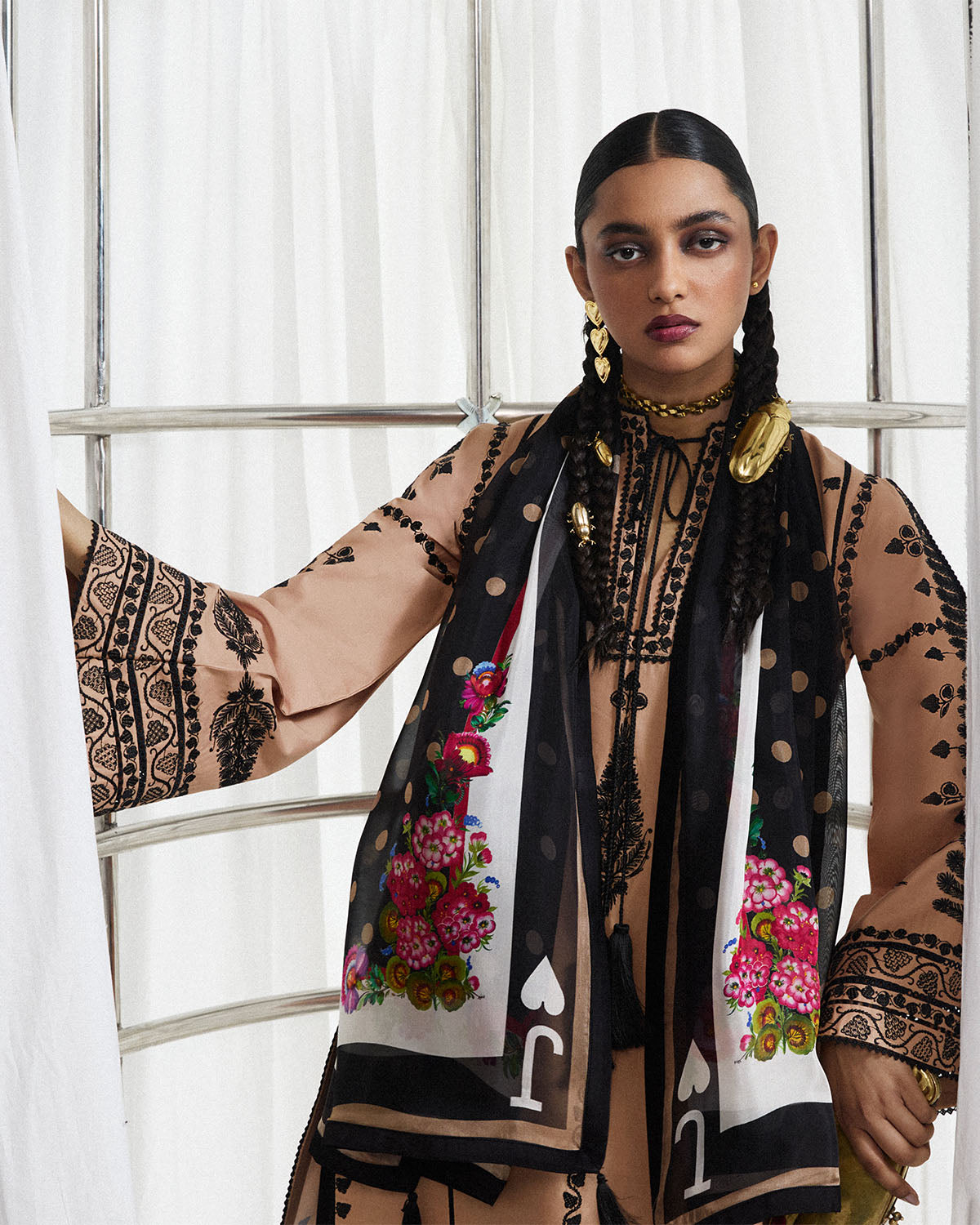 3 Piece Unstitched Embroidered Palachi Suit