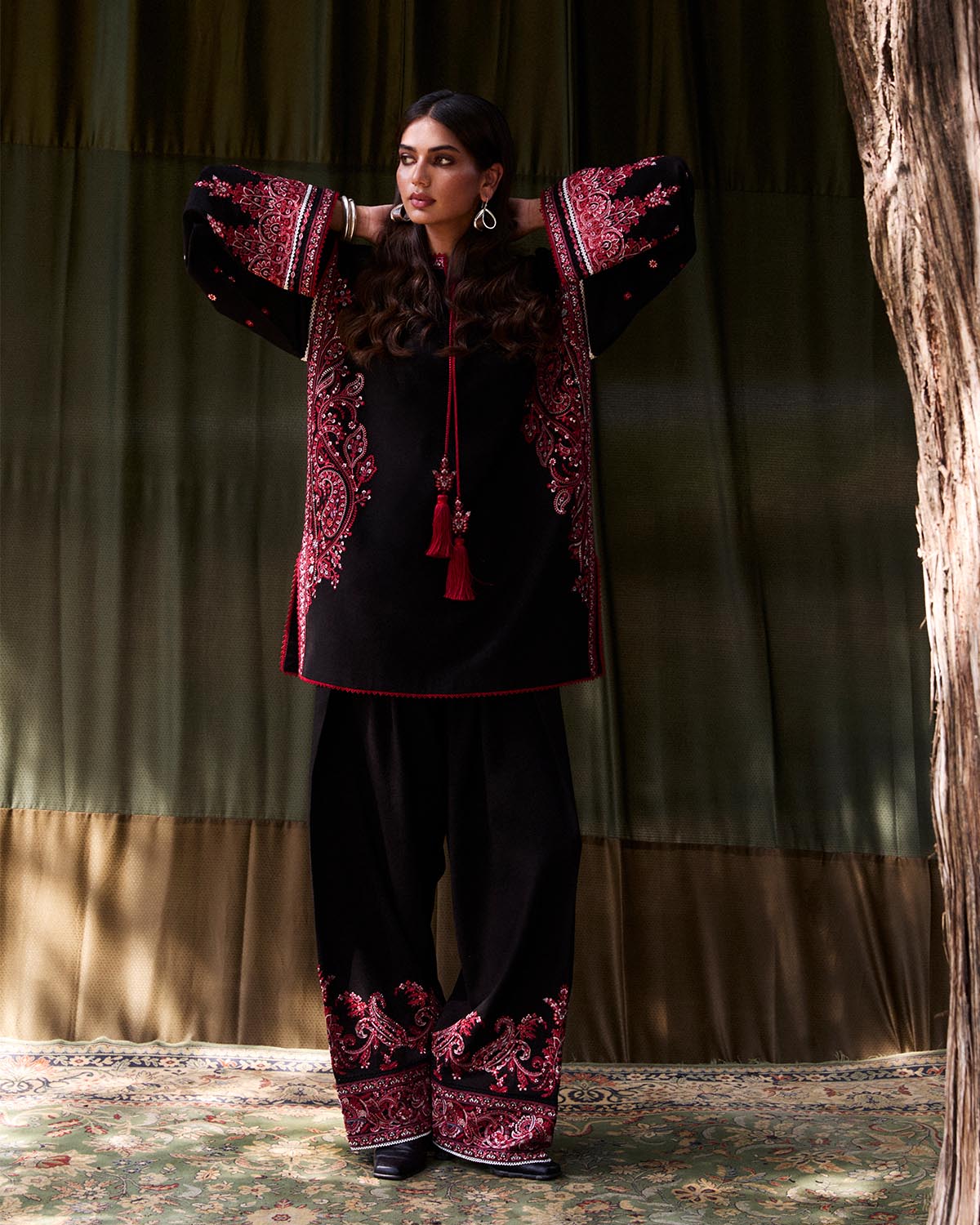 3 Piece Embroidered Net Suit