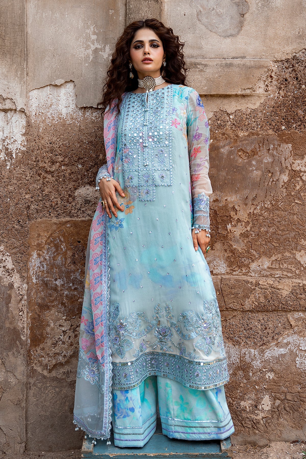 3-PC Unstitched Embroidered Chiffon Collection VSLW6-11