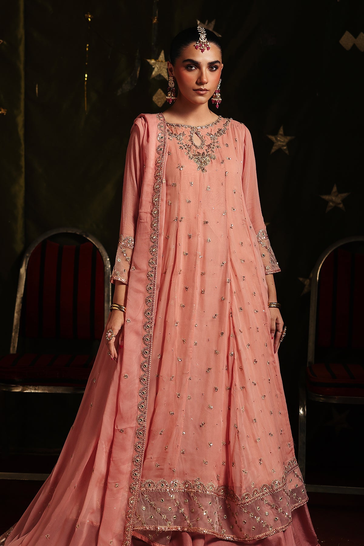 3-PC Embroidered Chiffon Suit CMA-5-164