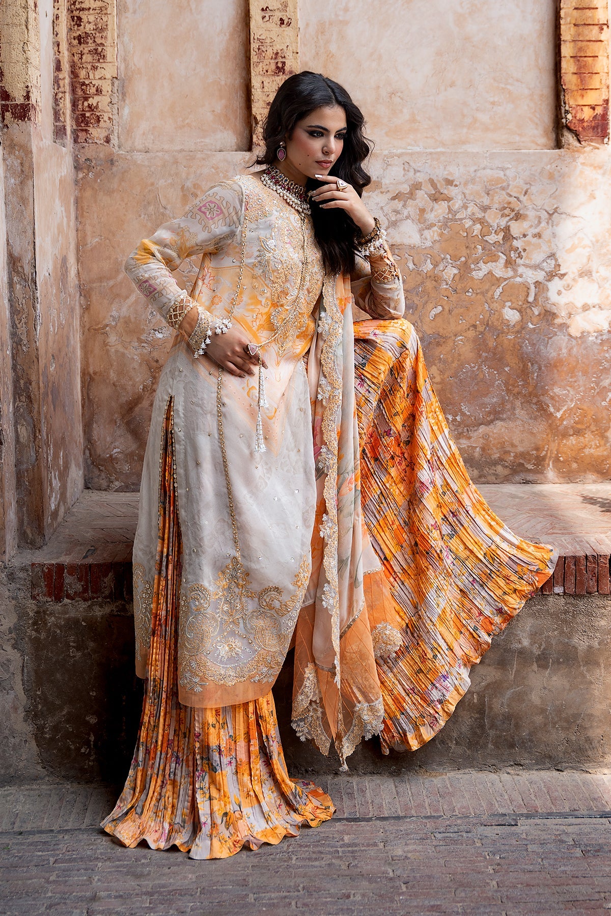 3-PC Unstitched Embroidered Chiffon Collection VSLW6-06