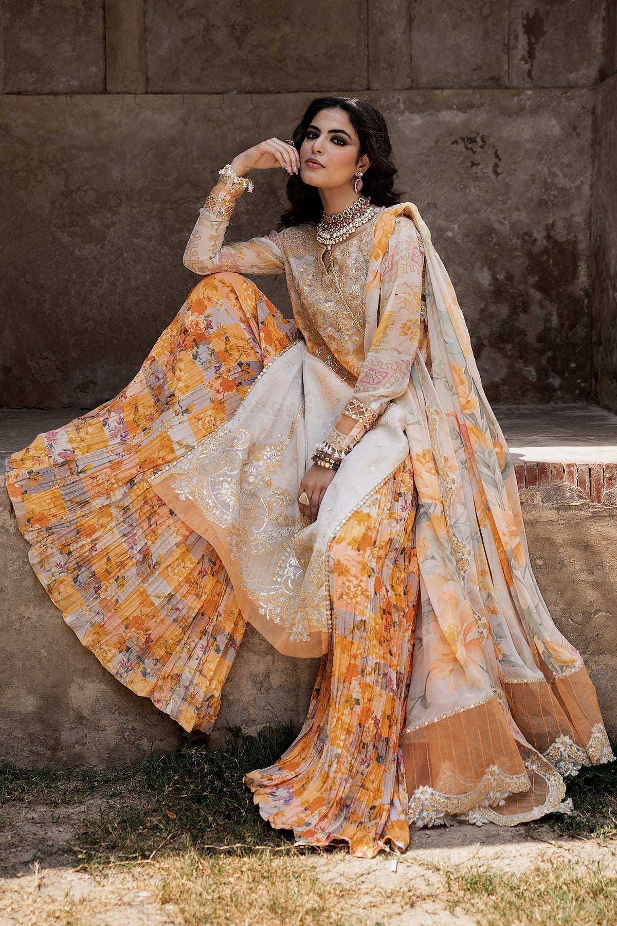 3-PC Unstitched Embroidered Chiffon Collection VSLW6-06