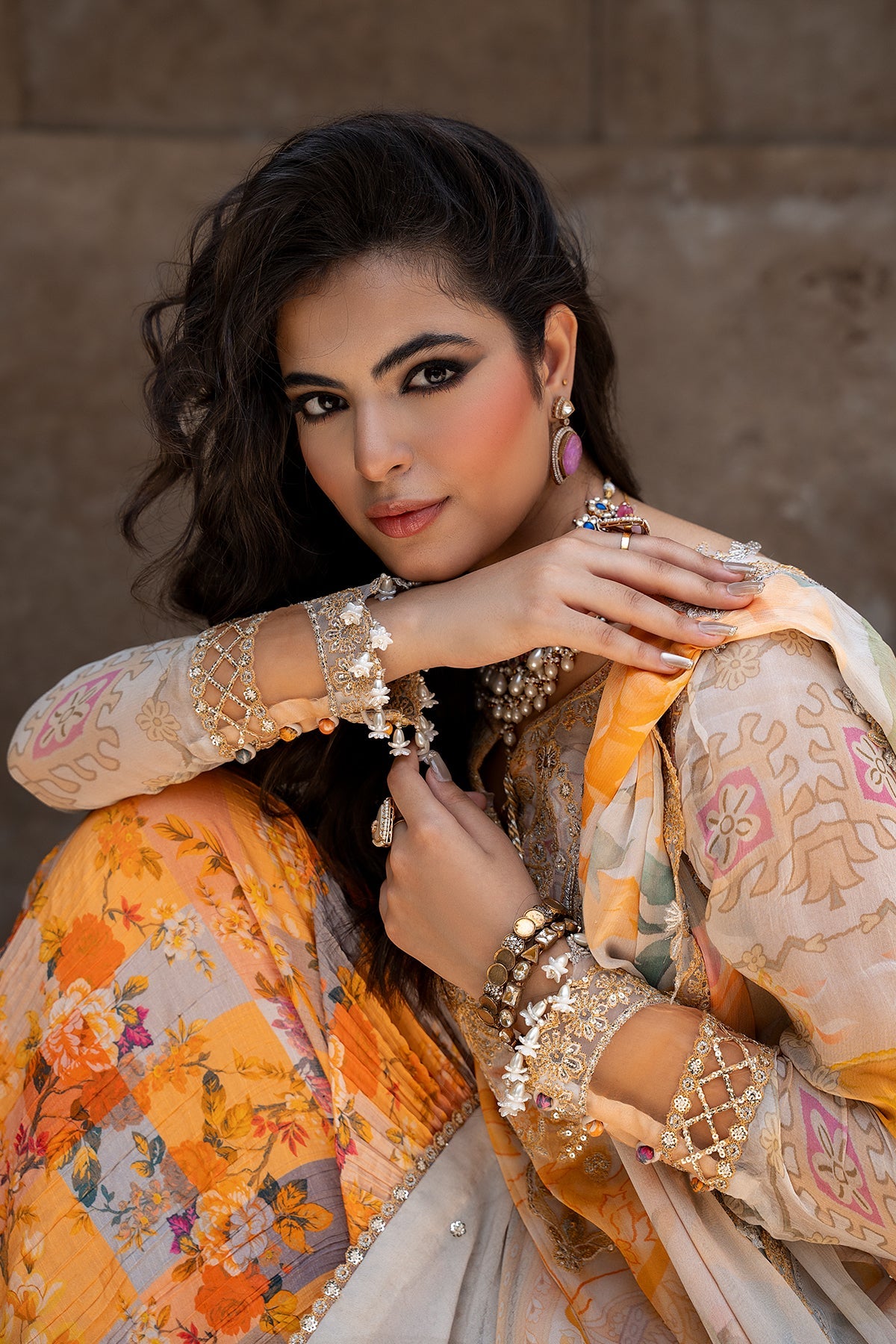 3-PC Unstitched Embroidered Chiffon Collection VSLW6-06