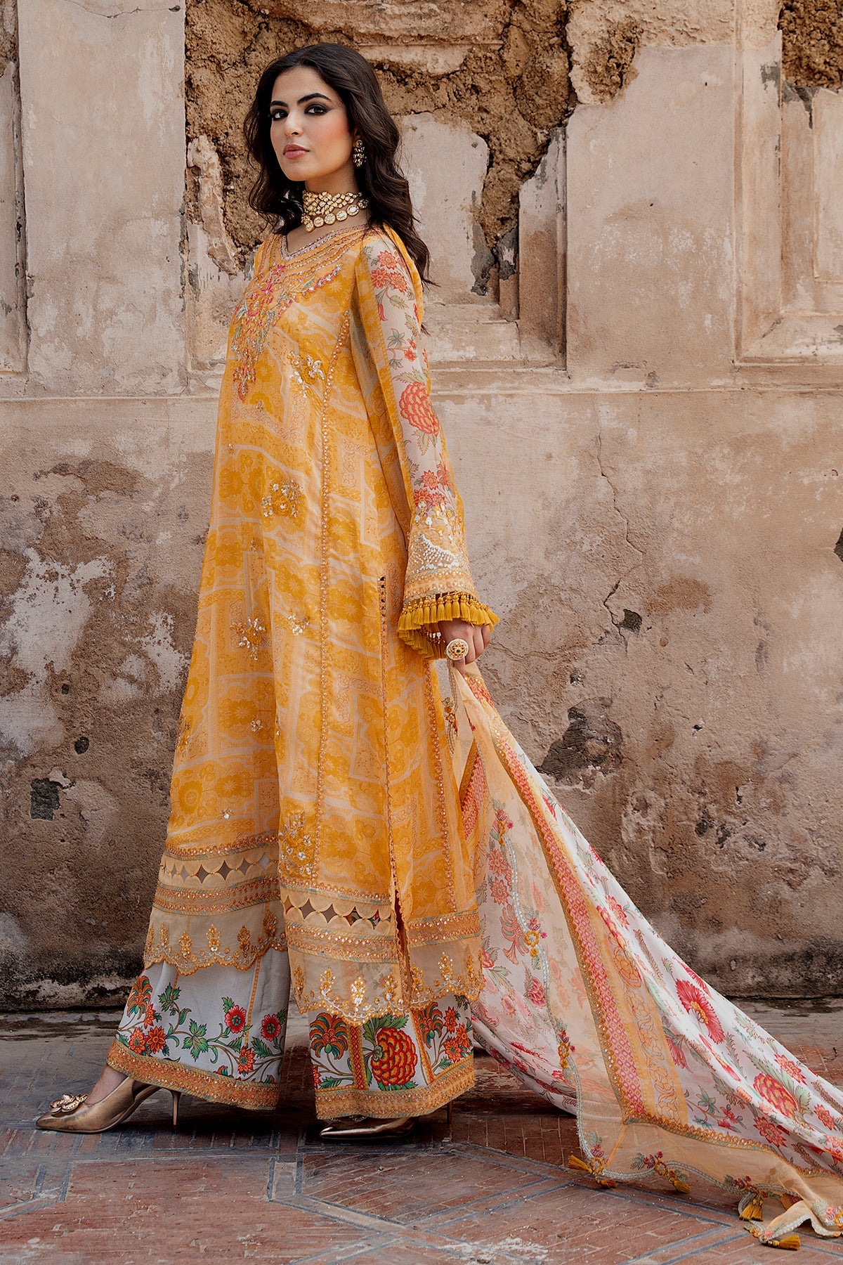 3-PC Unstitched Embroidered Chiffon Collection VSLW6-09