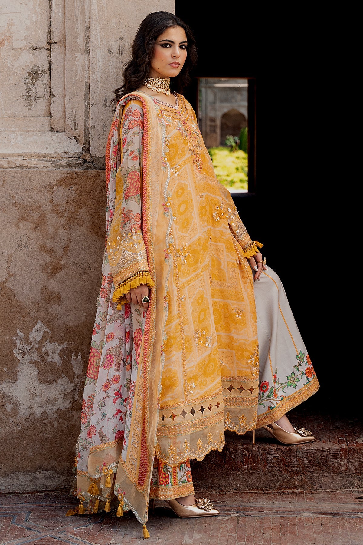 3-PC Unstitched Embroidered Chiffon Collection VSLW6-09