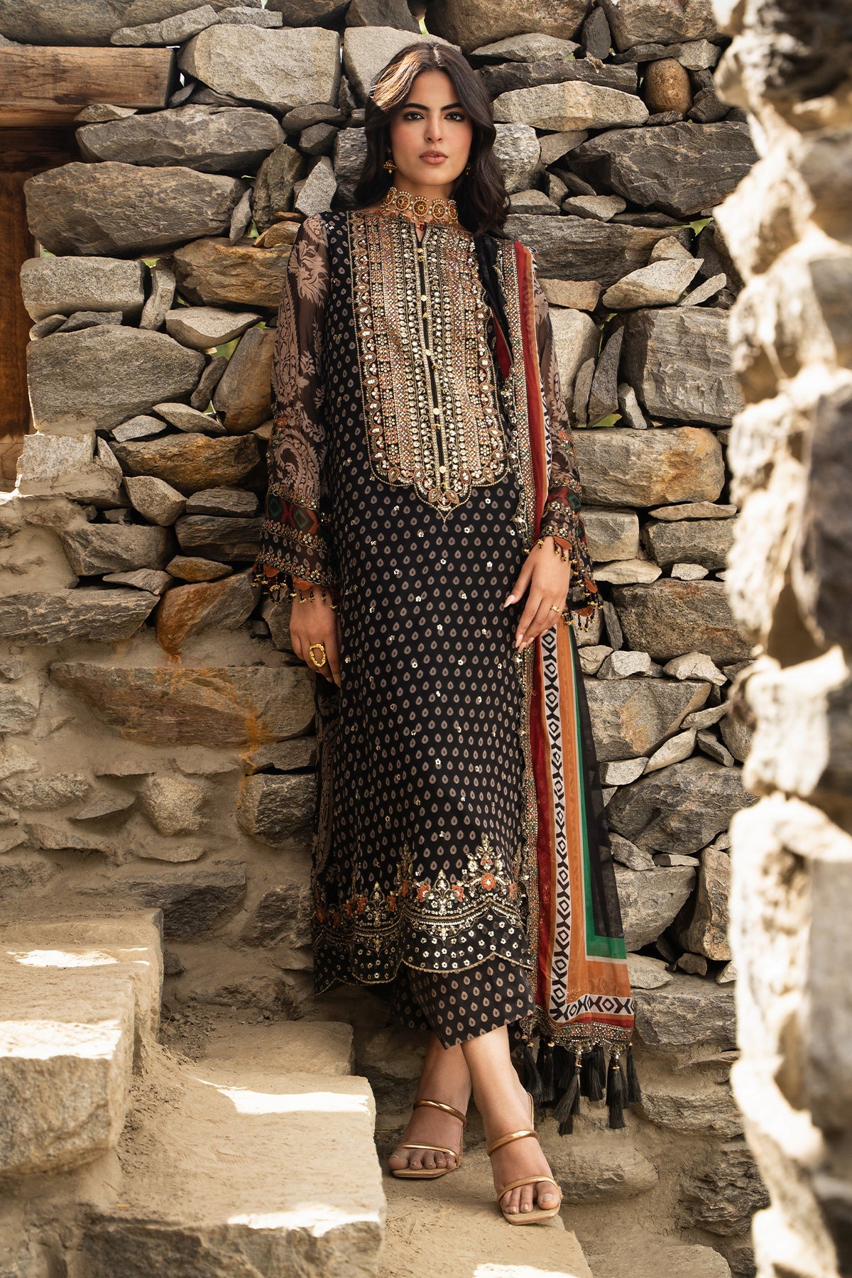 3-PC Unstitched Embroidered Chiffon Collection VSLW6-15