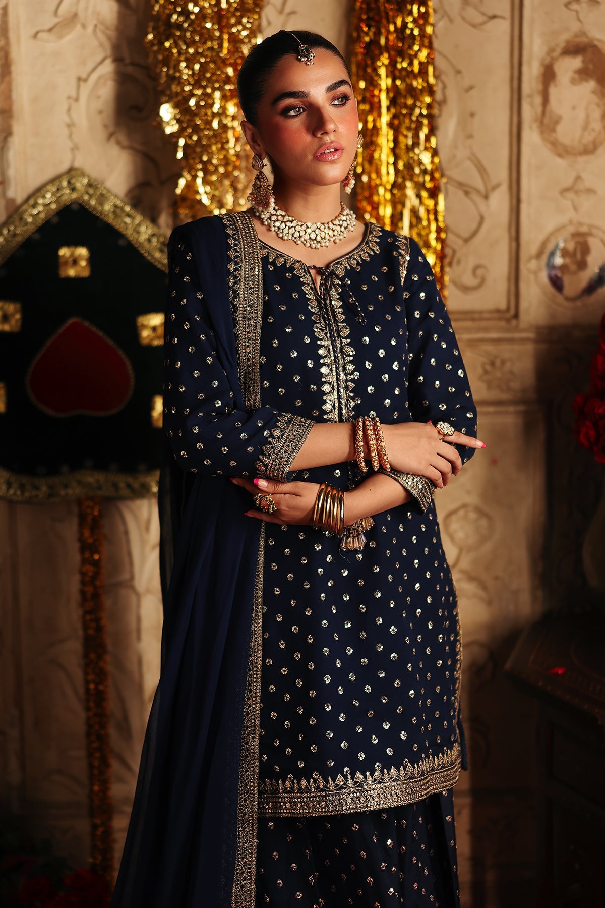 3-PC Embroidered Chiffon Suit CMA-5-159
