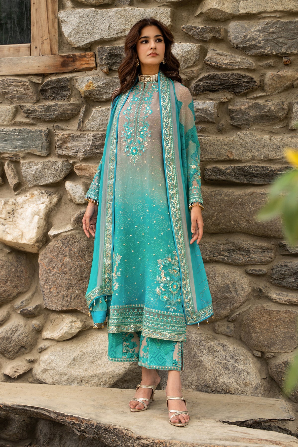 3-PC Unstitched Embroidered Chiffon Collection VSLW6-17