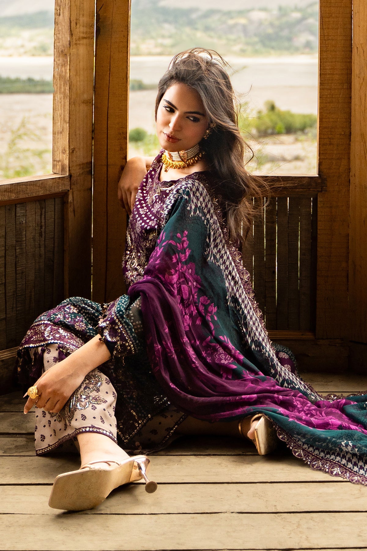 3-PC Unstitched Embroidered Chiffon Collection VSLW6-12