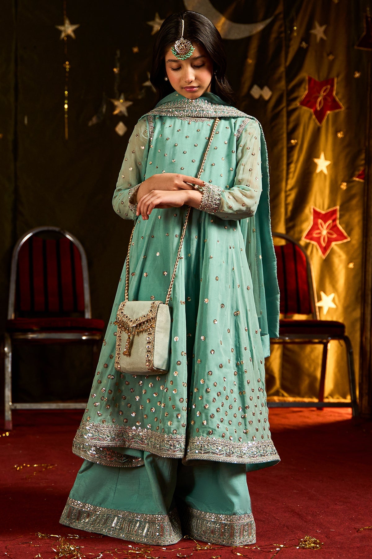 3-PC Embroidered Chiffon Suit CKP-5-185