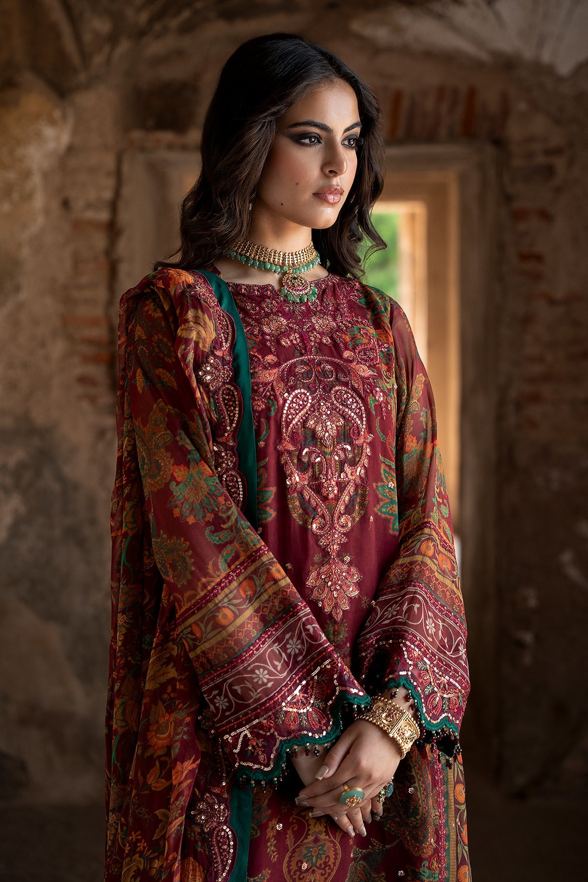 3-PC Unstitched Embroidered Chiffon Collection VSLW6-04