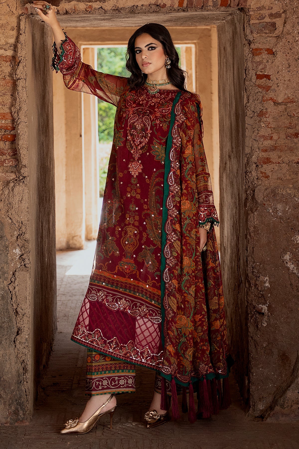 3-PC Unstitched Embroidered Chiffon Collection VSLW6-04