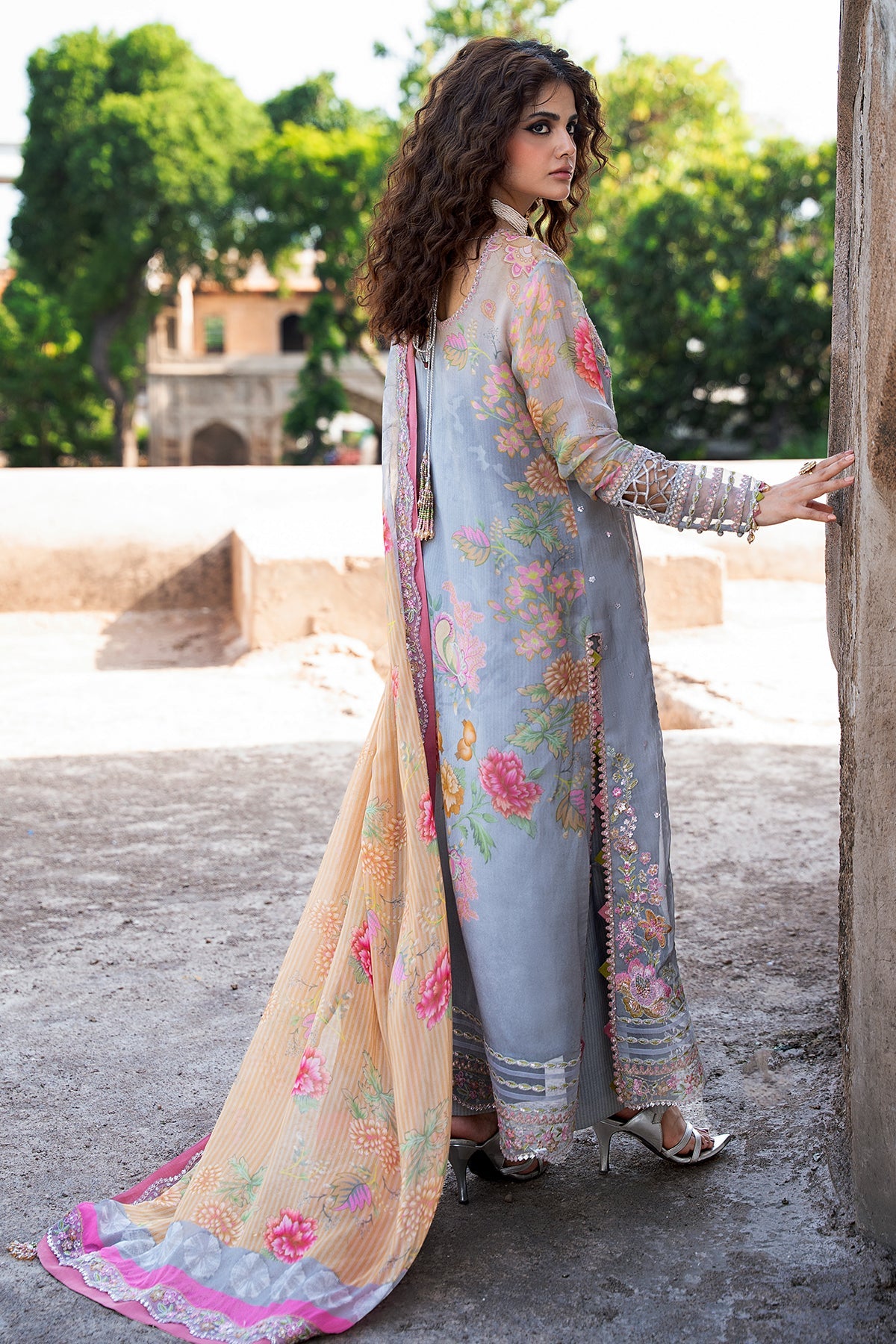 3-PC Unstitched Embroidered Chiffon Collection VSLW6-03