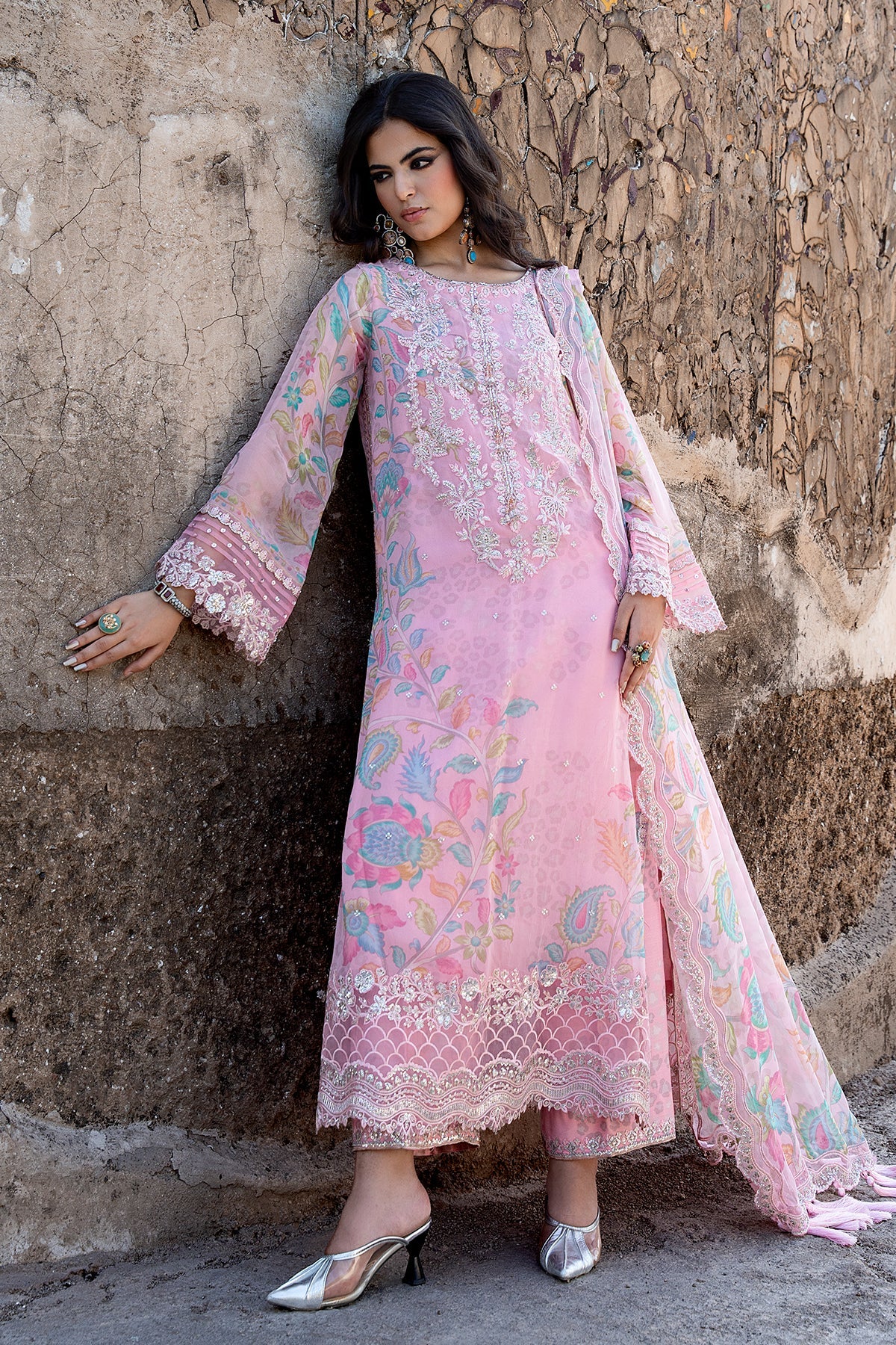 3-PC Unstitched Embroidered Chiffon Collection VSLW6-01