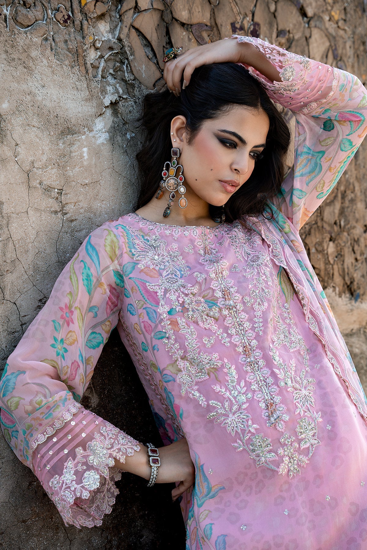 3-PC Unstitched Embroidered Chiffon Collection VSLW6-01