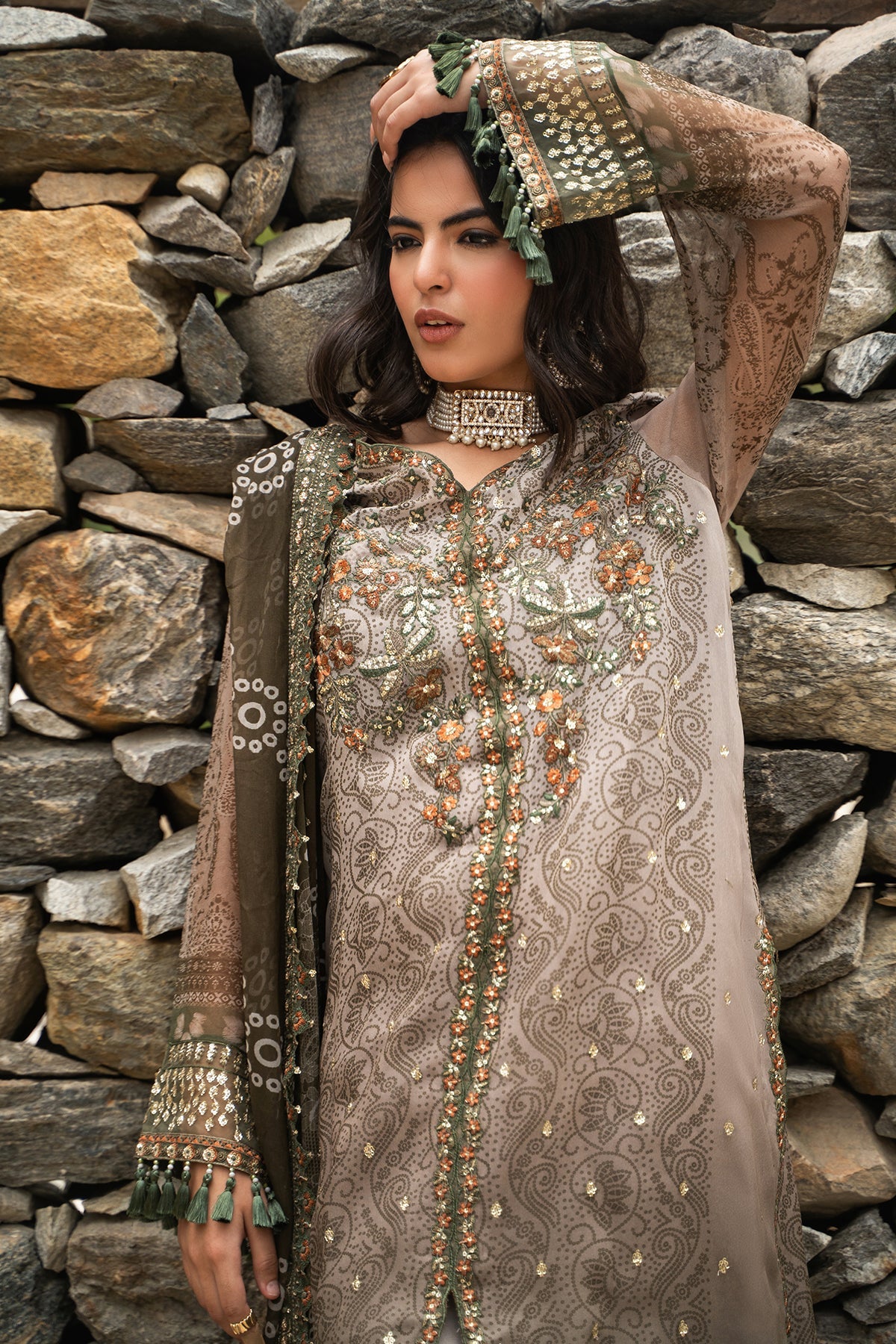 3-PC Unstitched Embroidered Chiffon Collection VSLW6-13