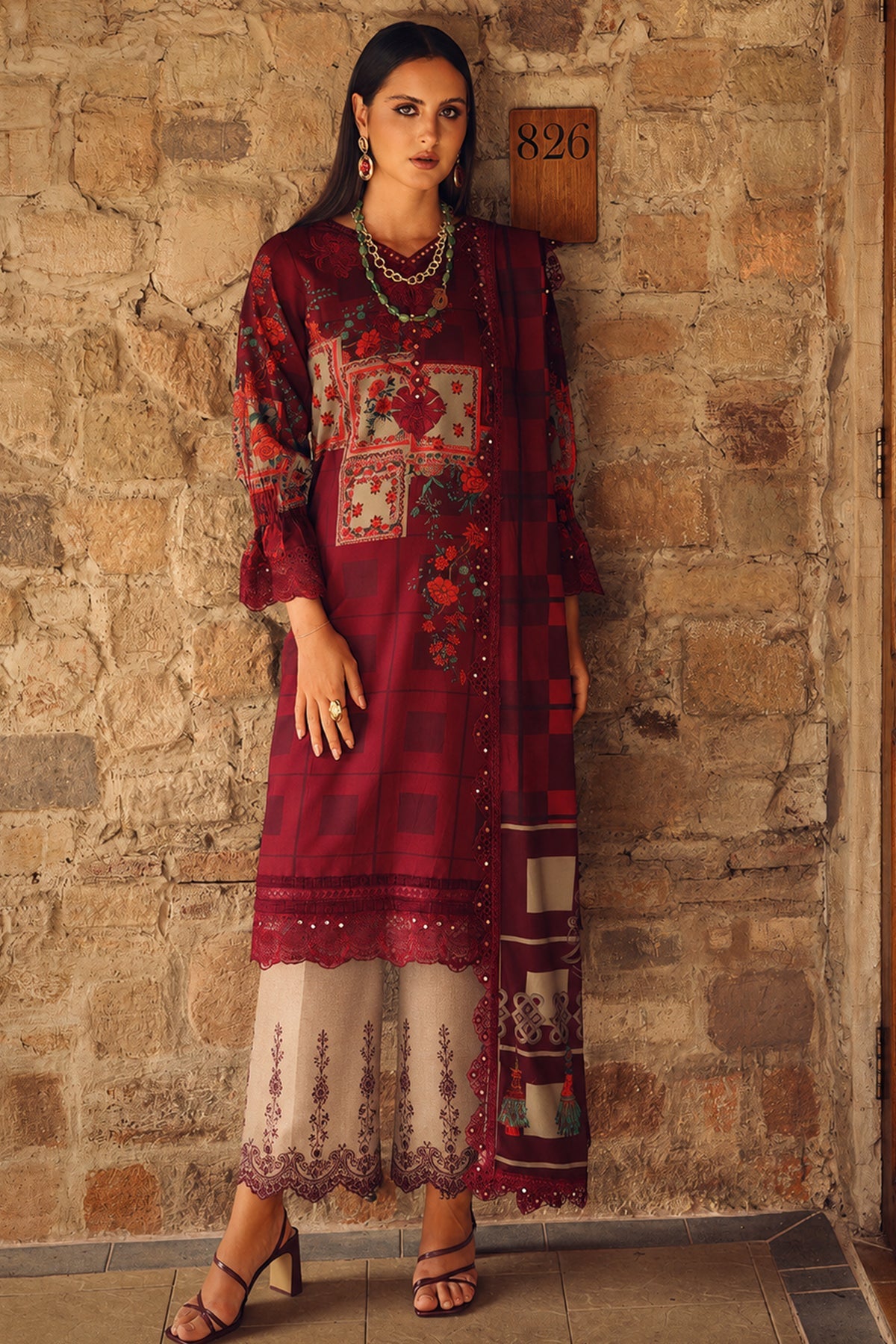 3-PC Unstitched Embroidered Linen Collection CCW7-06