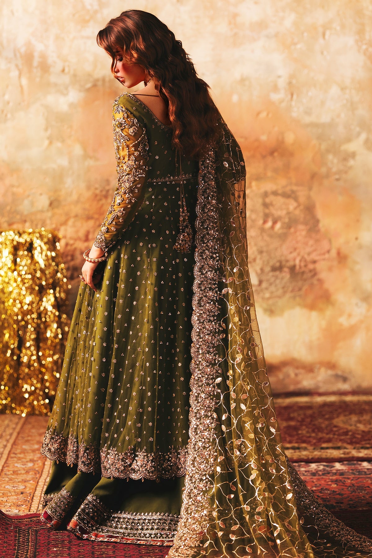 3-PC Embroidered Net Pishwas Suit stm-5-03