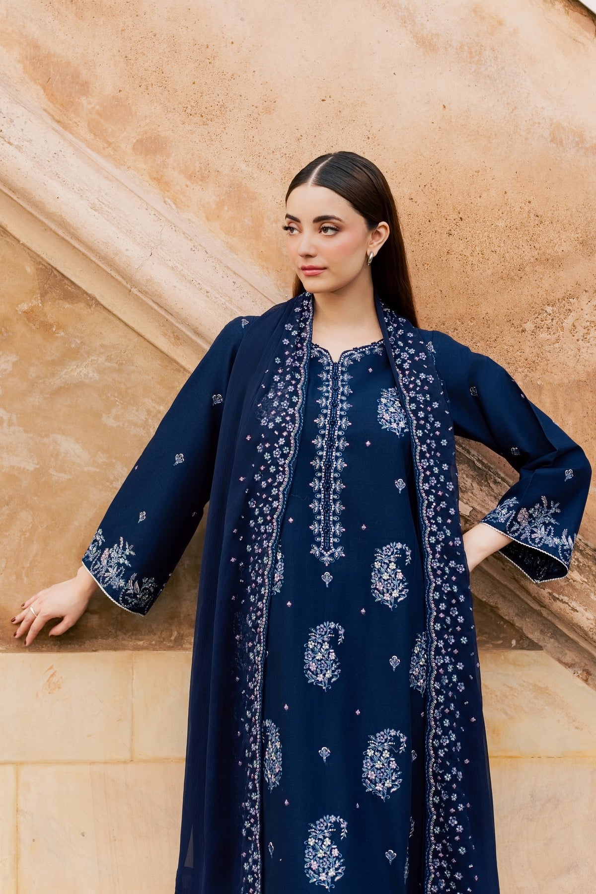 Becca 3Pc - Embroidered Khaddar Pret
