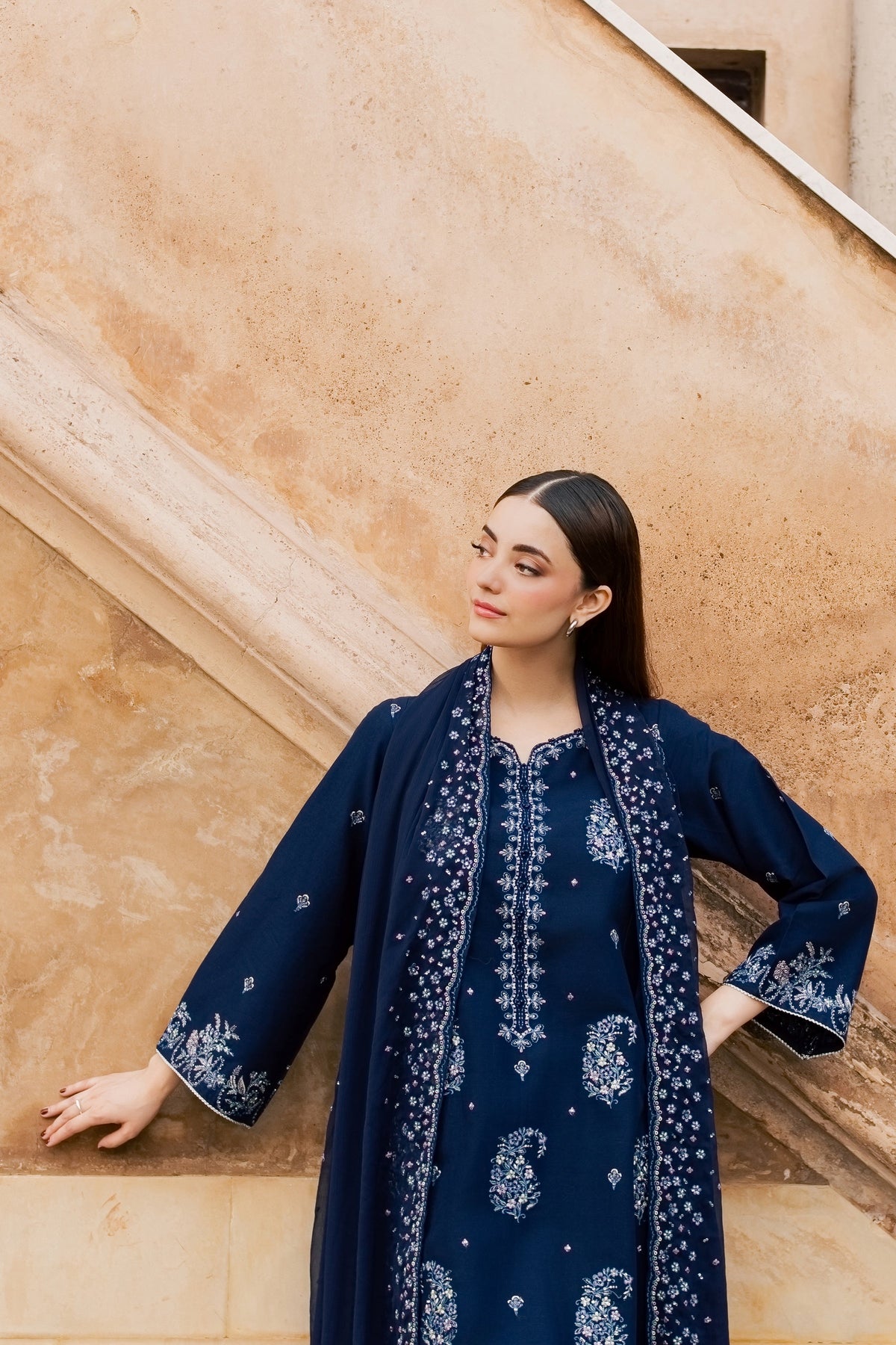 Becca 3Pc - Embroidered Khaddar Pret