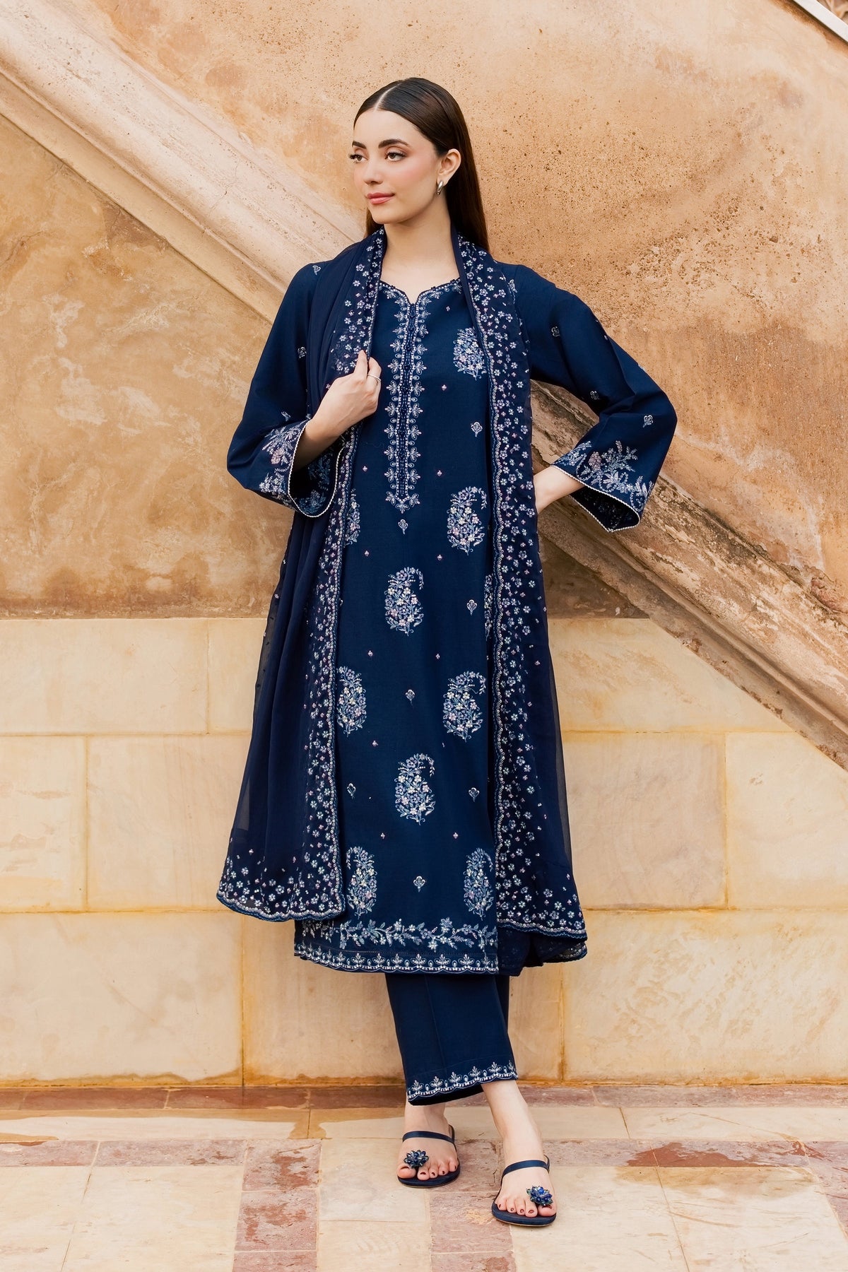 Becca 3Pc - Embroidered Khaddar Pret