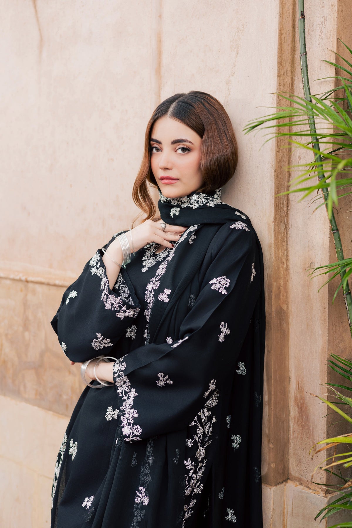 Jewel Onyx 3Pc - Embroidered Khaddar Pret