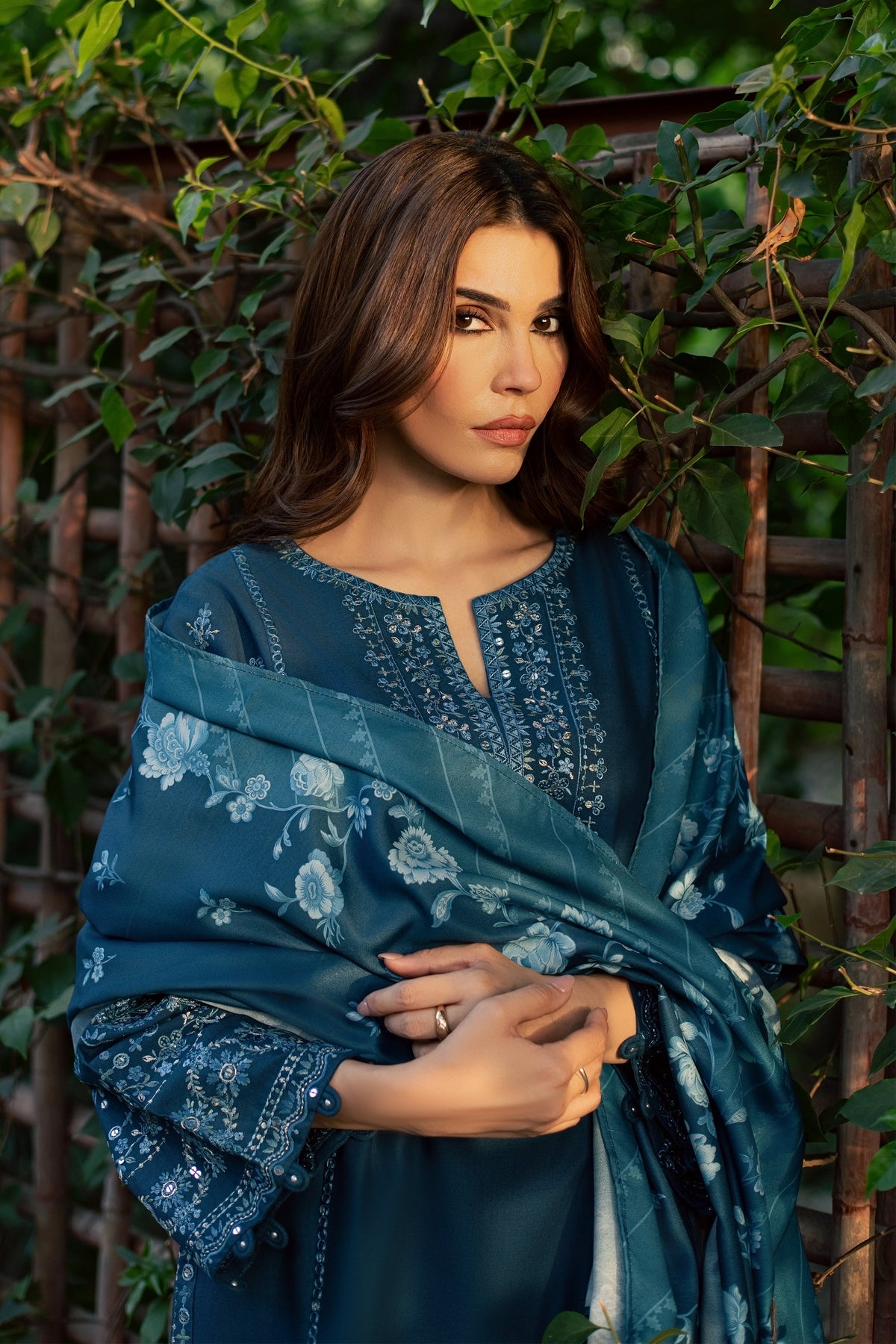 Blue Mantis 3Pc - Embroidered Khaddar Pret