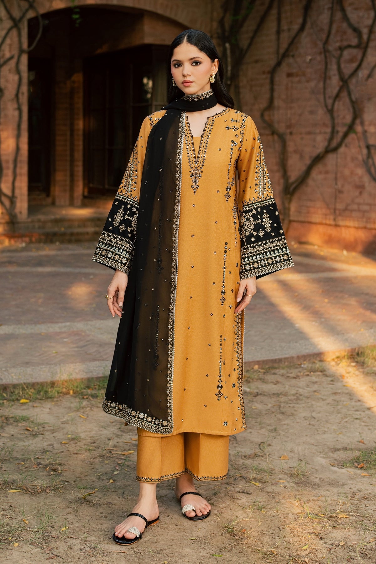 Arzina 3Pc - Embroidered Karandi Pret