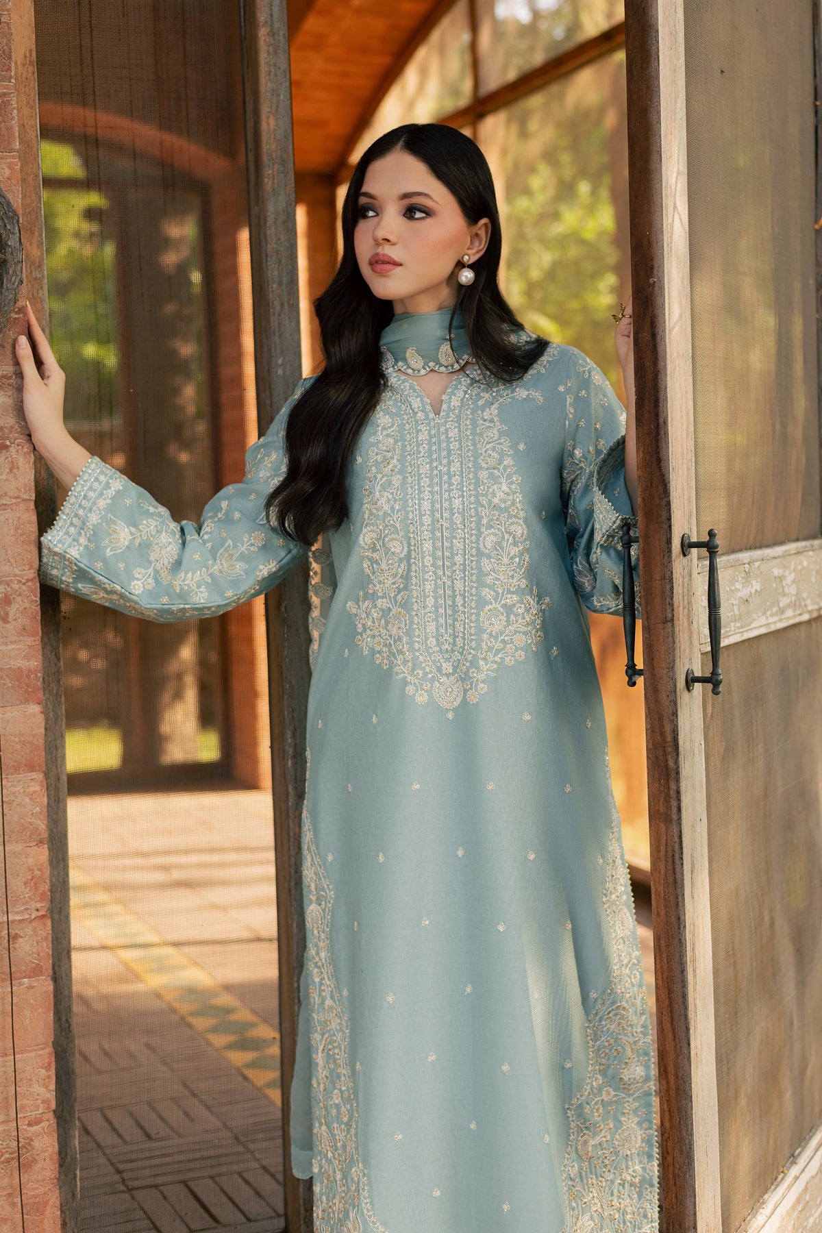 Faheema 3Pc - Embroidered Karandi Pret