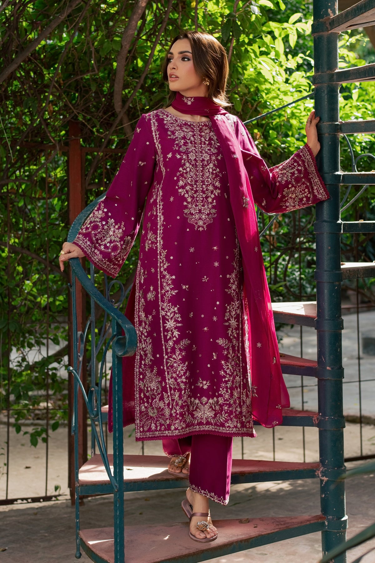 Jim 3Pc - Embroidered Khaddar Pret