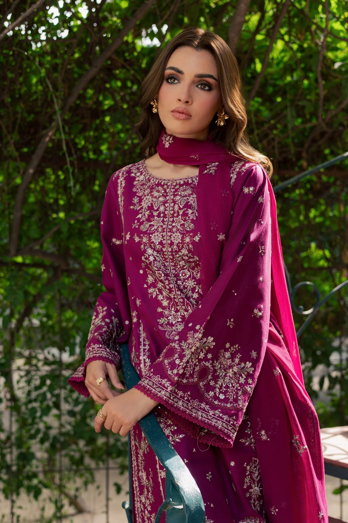 Jim 3Pc - Embroidered Khaddar Pret