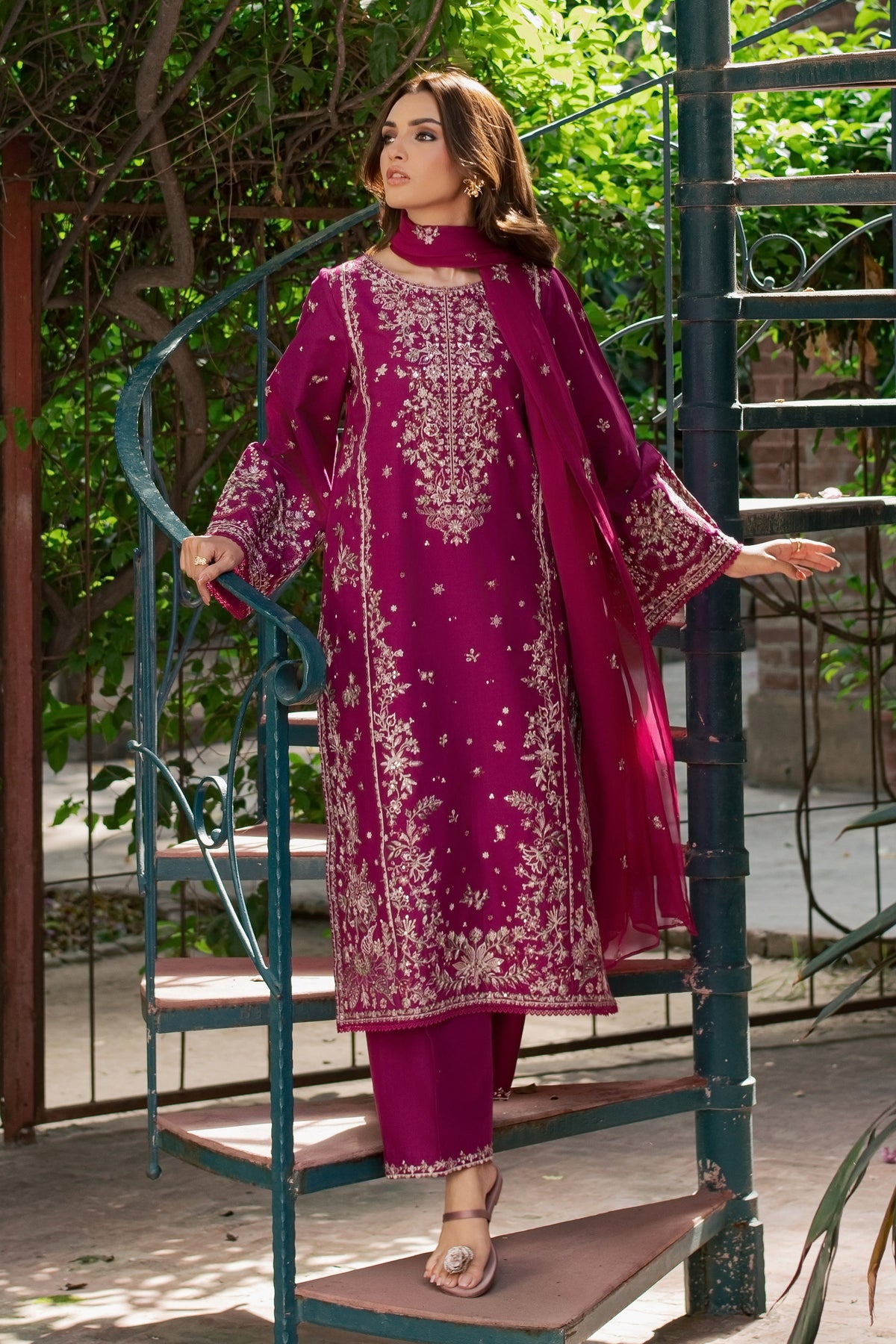 Jim 3Pc - Embroidered Khaddar Pret