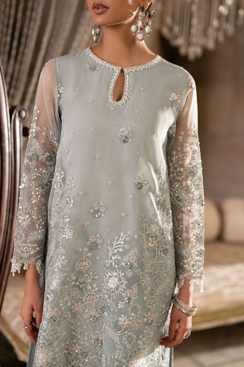 Aqua Sparkle-3Pc Organza Embroidered Pret