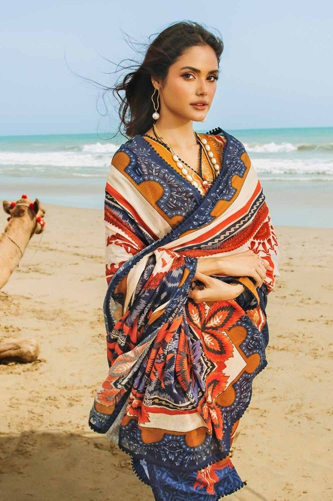 3 Piece Digital Printed Corduroy Unstitched Suit With Cotton Net Dupatta