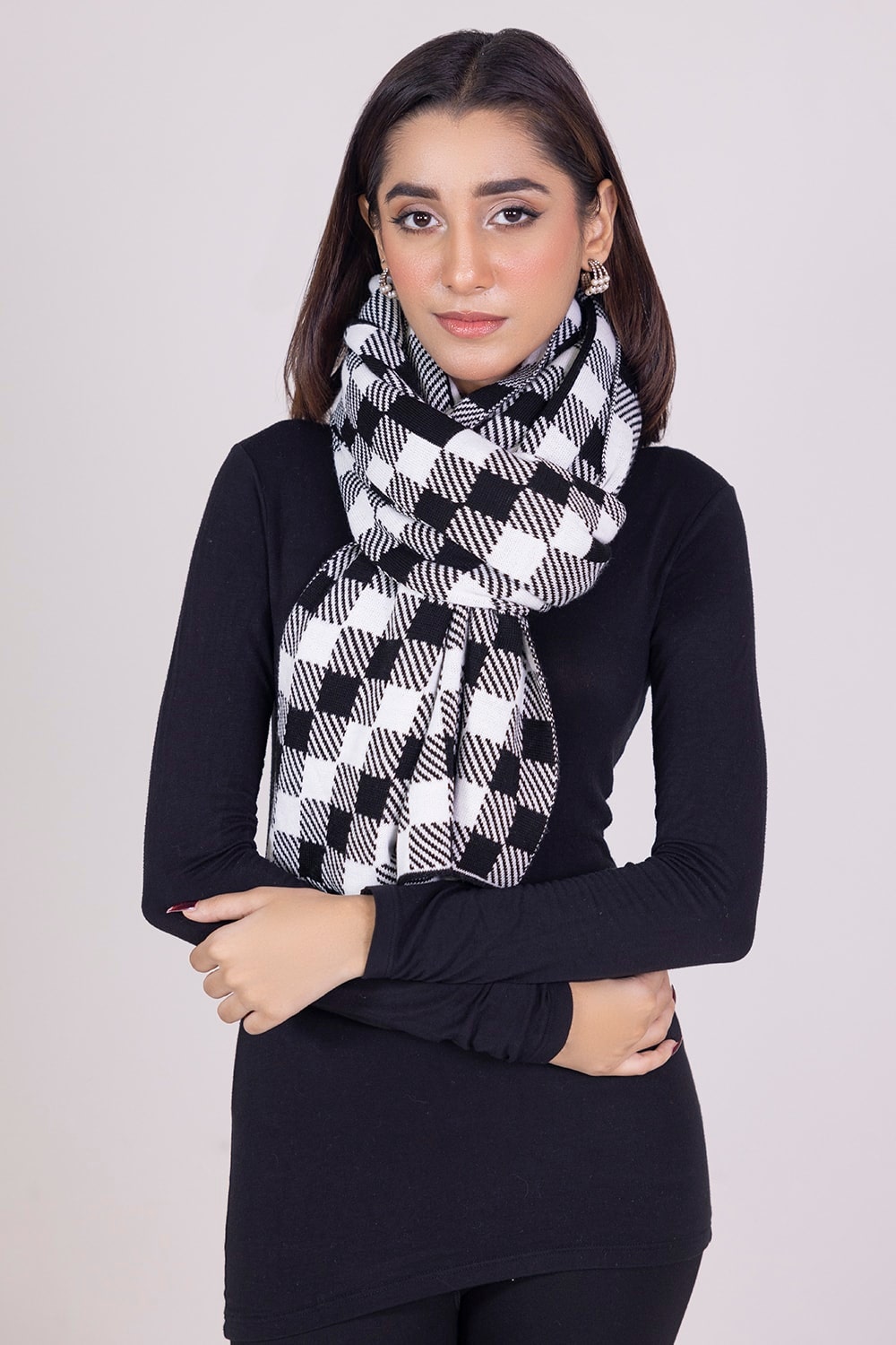 Checkered Knitted Shawl
