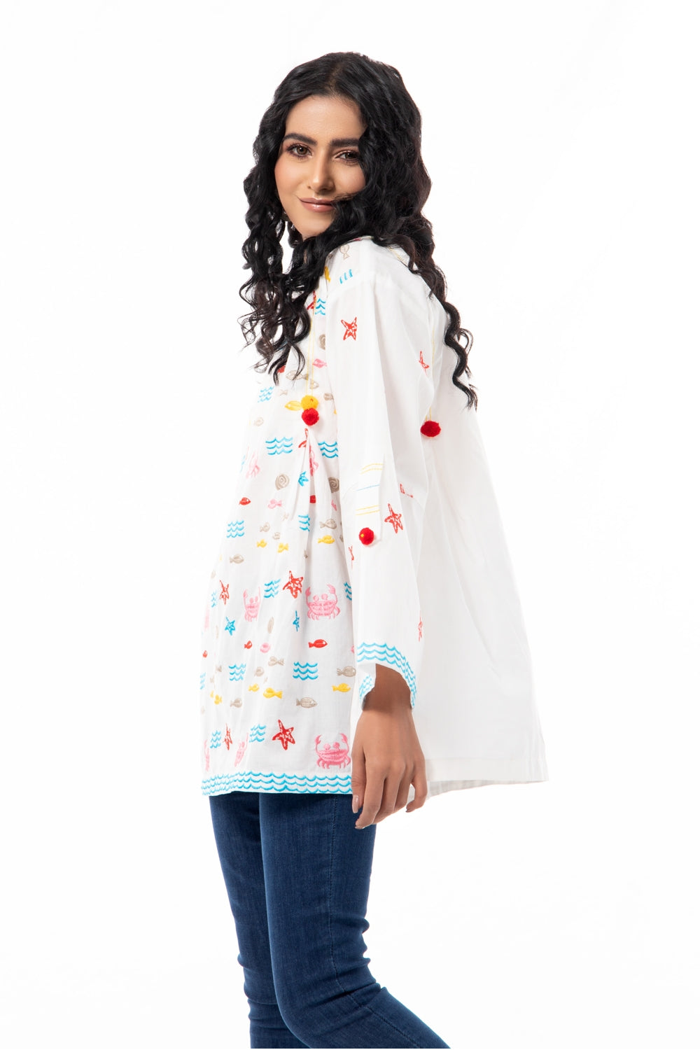 Cambric Dyed Embroidered Shirt