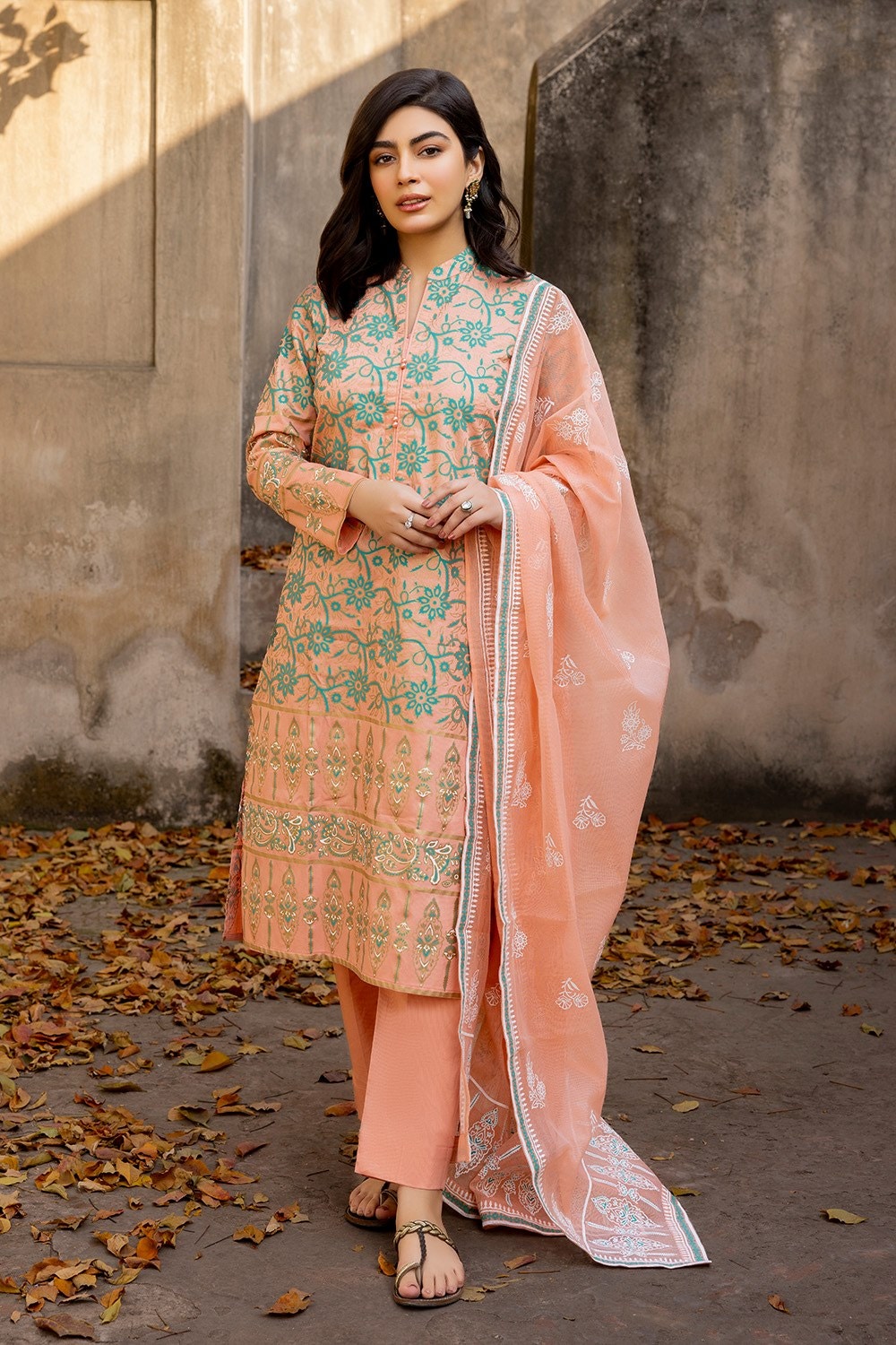3 Piece Corduroy Block Printed Suit