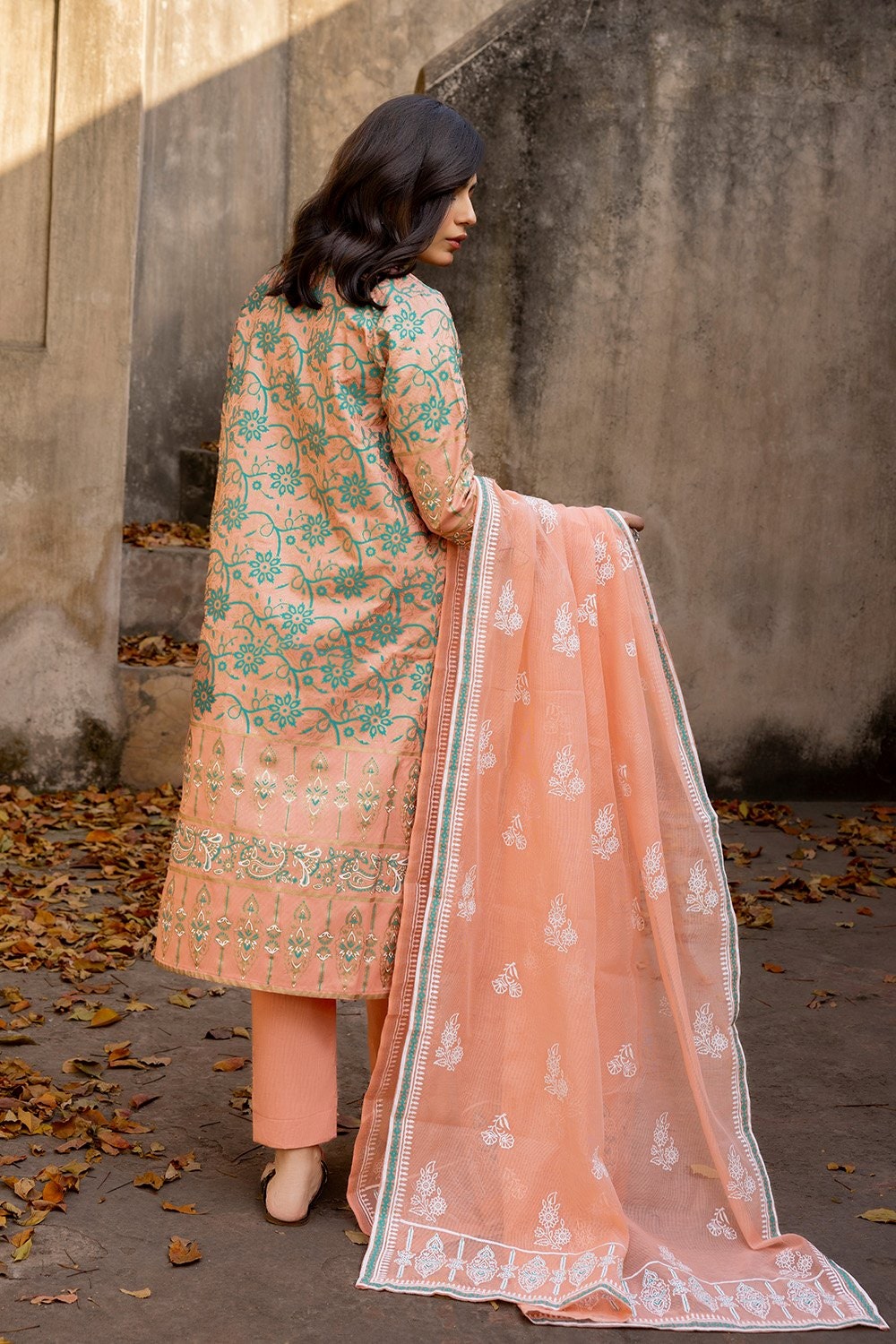 3 Piece Corduroy Block Printed Suit