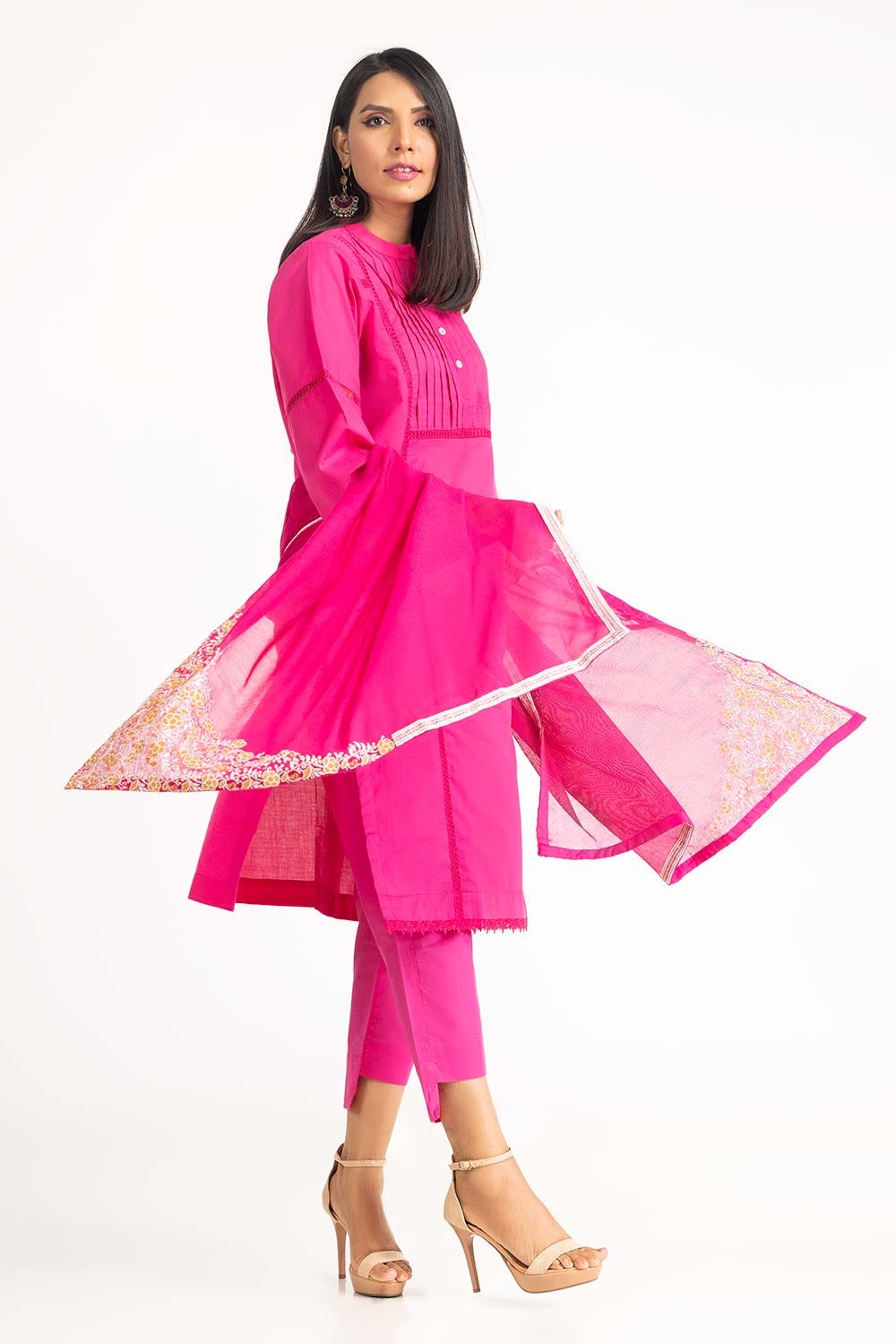 Dobby Dyed Shirt And Trouser With Embroidered Dupatta Wgk-Dbs-De-2192