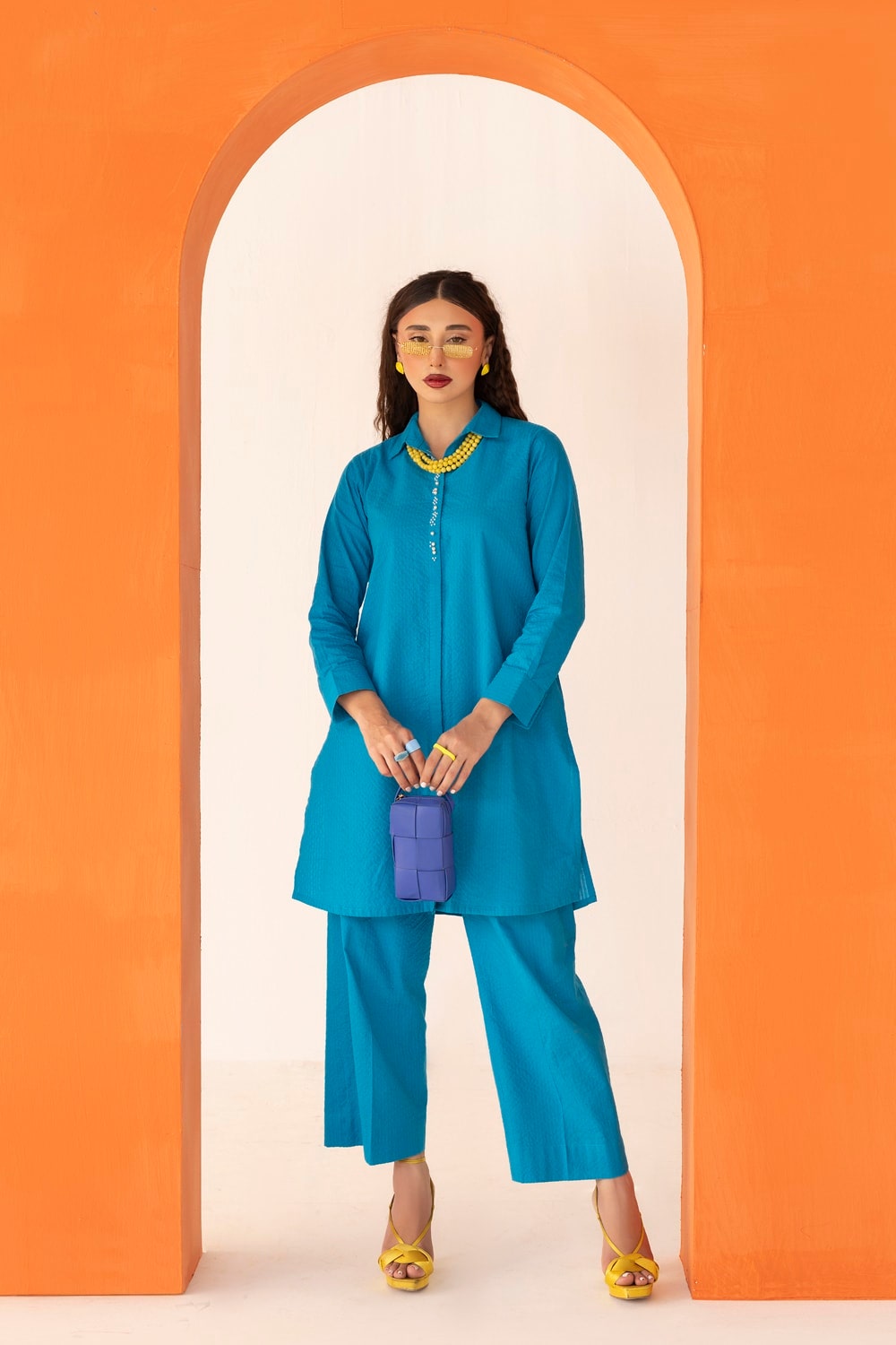 Dobby Seersucker Dyed Shirt And Trouser