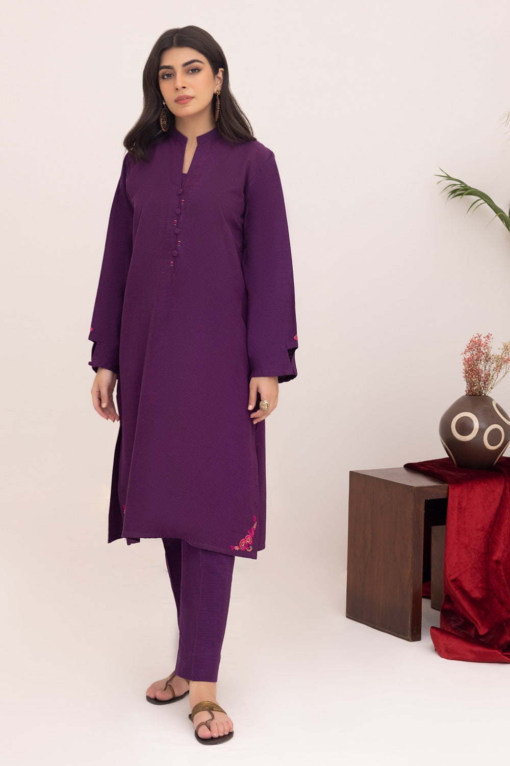 Ethnic Vibes Dyed Embroidered Shirt And Trouser