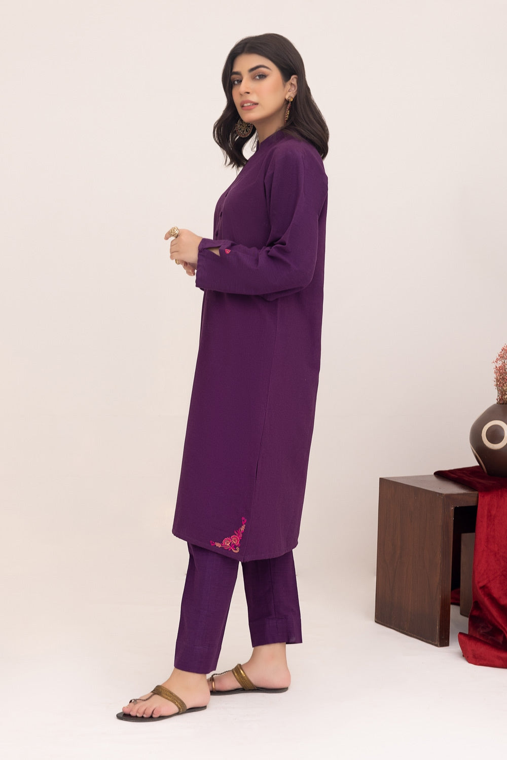 Ethnic Vibes Dyed Embroidered Shirt And Trouser