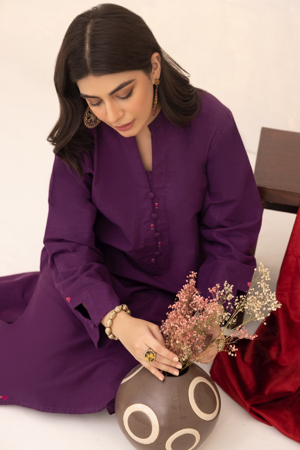Ethnic Vibes Dyed Embroidered Shirt And Trouser