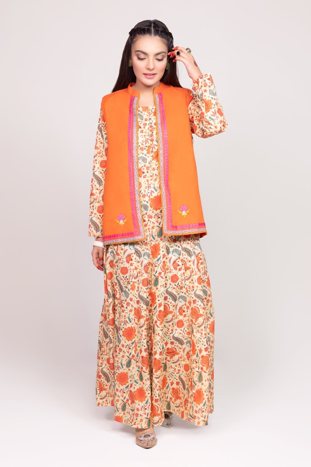 Printed Melody Embroidered Waistcoat