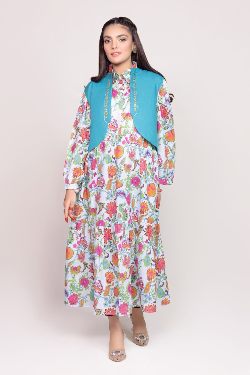 Printed Melody Embroidered Waistcoat