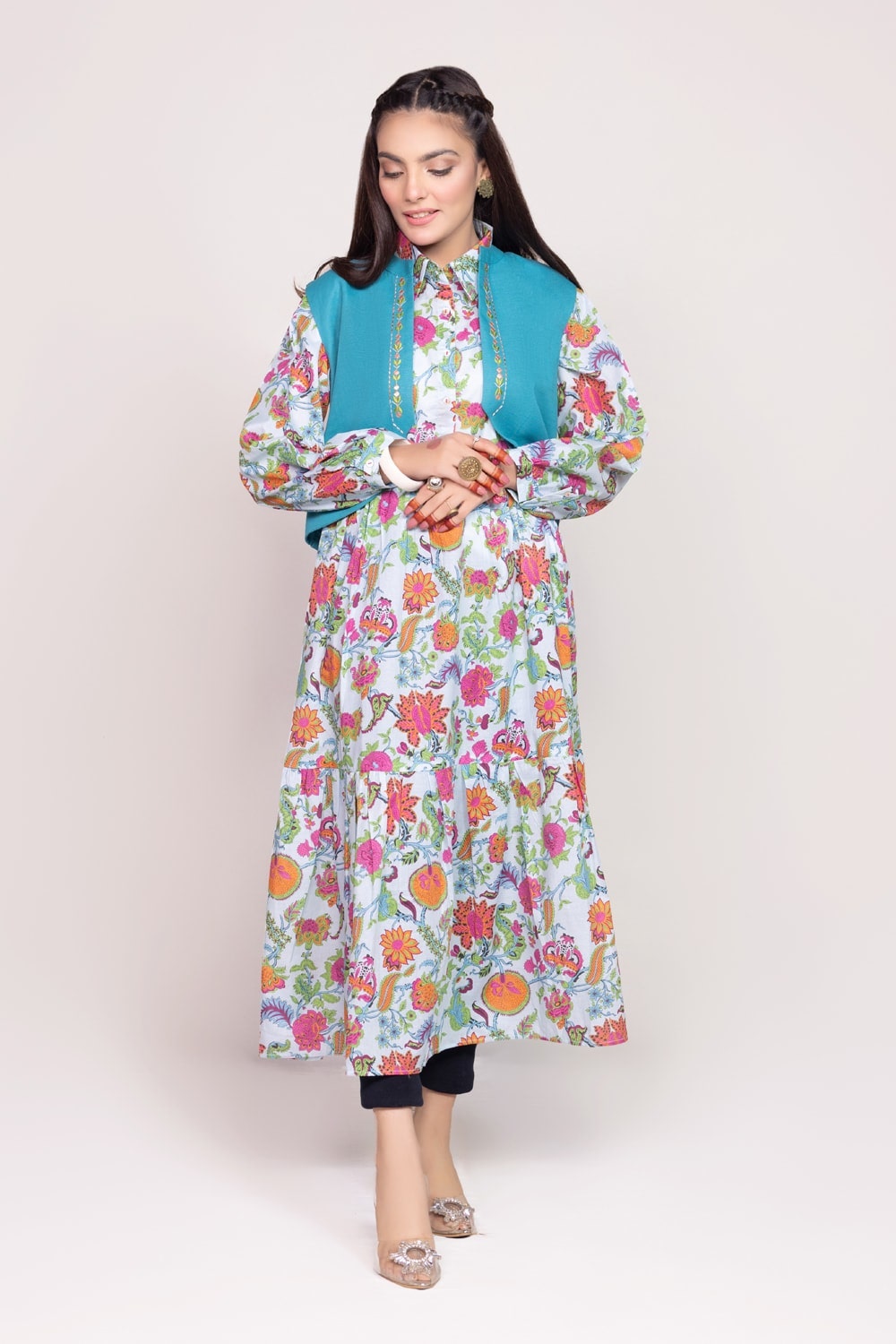 Printed Melody Embroidered Waistcoat