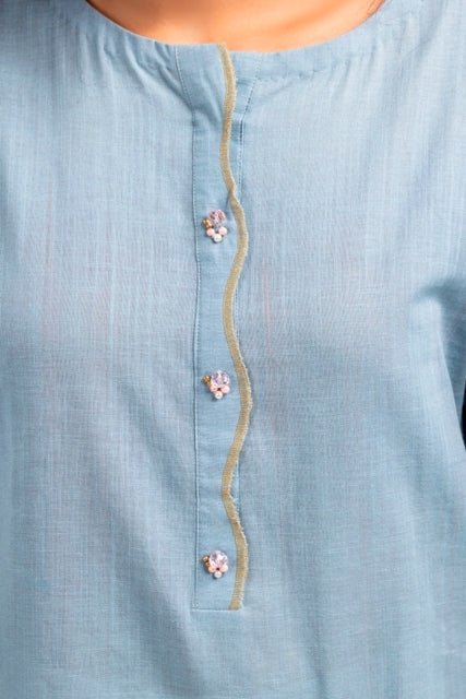Khaddar Dyed Embroidered Shirt
