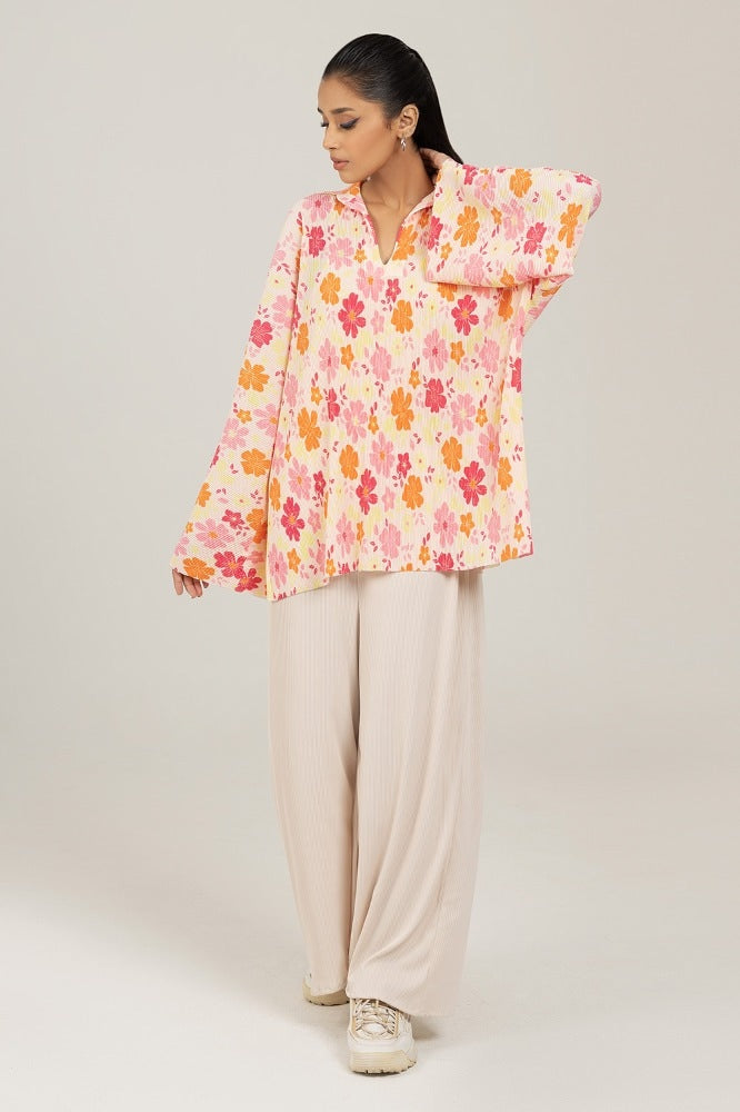 Knitted Blended Print Shirt