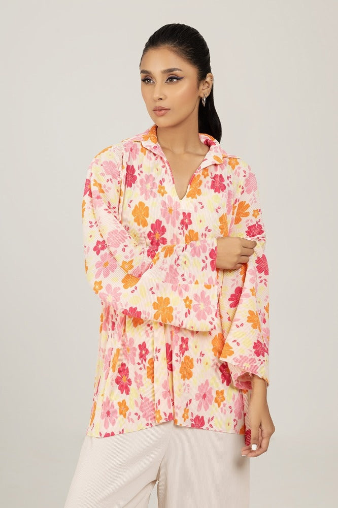 Knitted Blended Print Shirt