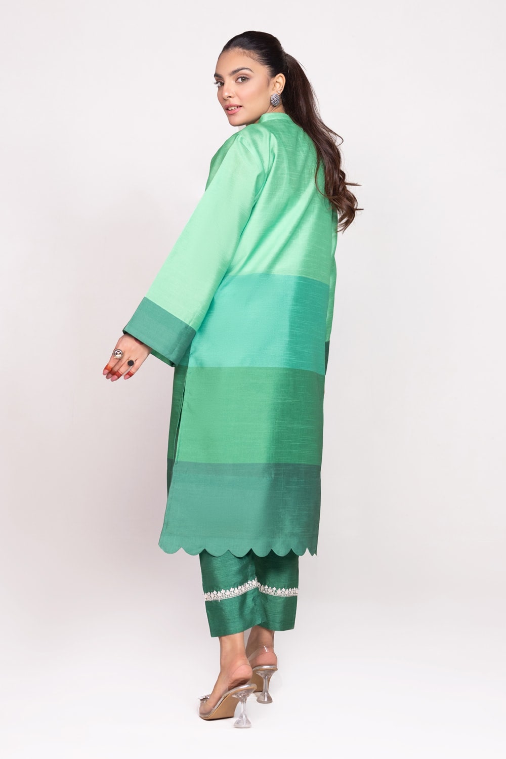Needle Craft Raw-Silk Printed Embroidered Shirt